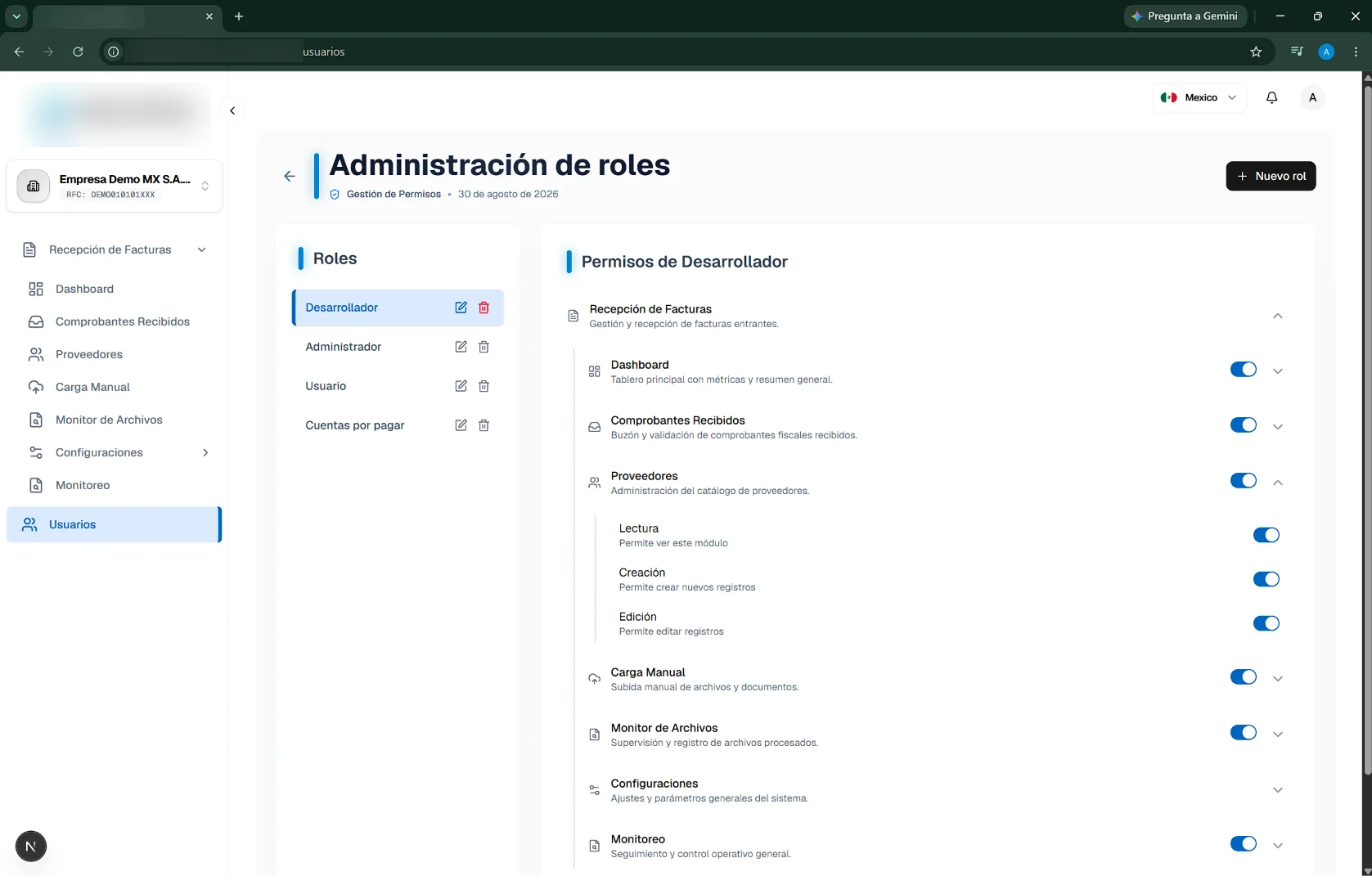 Portal Regional de Facturación vista principal 5